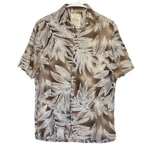 Tasso Elba Island Hawaiian ButtonUp Shirt Small Silk Linen Tropical Beach Summer